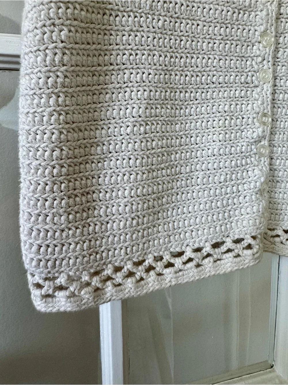 Newport News Vintage Cream Crochet Tank Top with Purple Flowers Summer Cottage - Picture 3 of 8